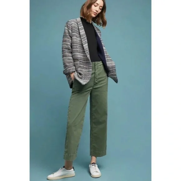 Anthropologie Harlyn Multicolor Striped Blazer Tweed Boyfriend Oversized open - Picture 1 of 14